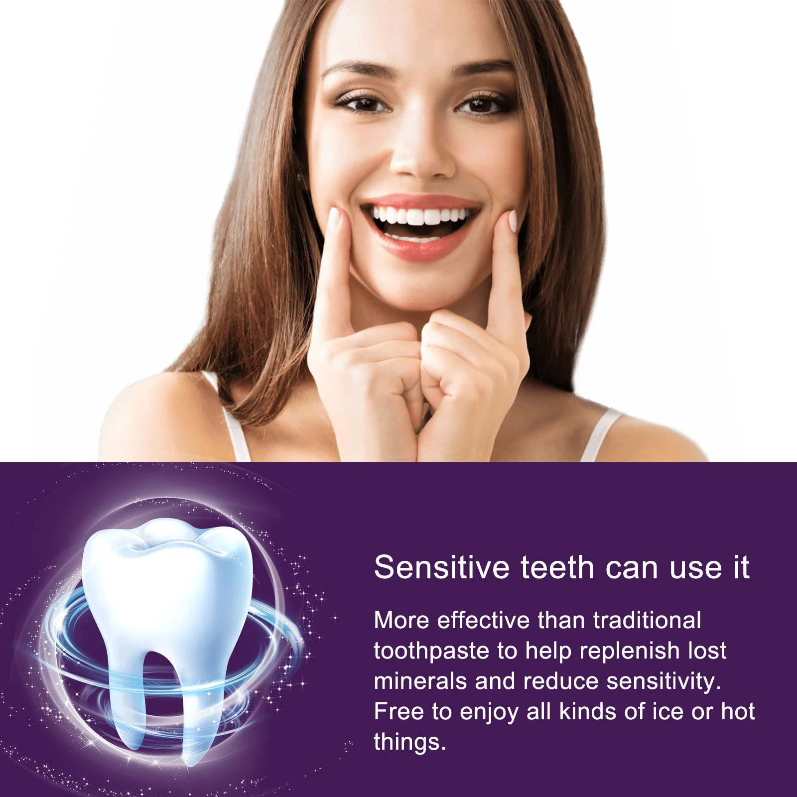 50ml Teeth Whitening Mousse Oral Cleaning Tooth Dental Care Purple Toothpaste Whiten Repair Bleaching Yellow Stain Fresh Breath