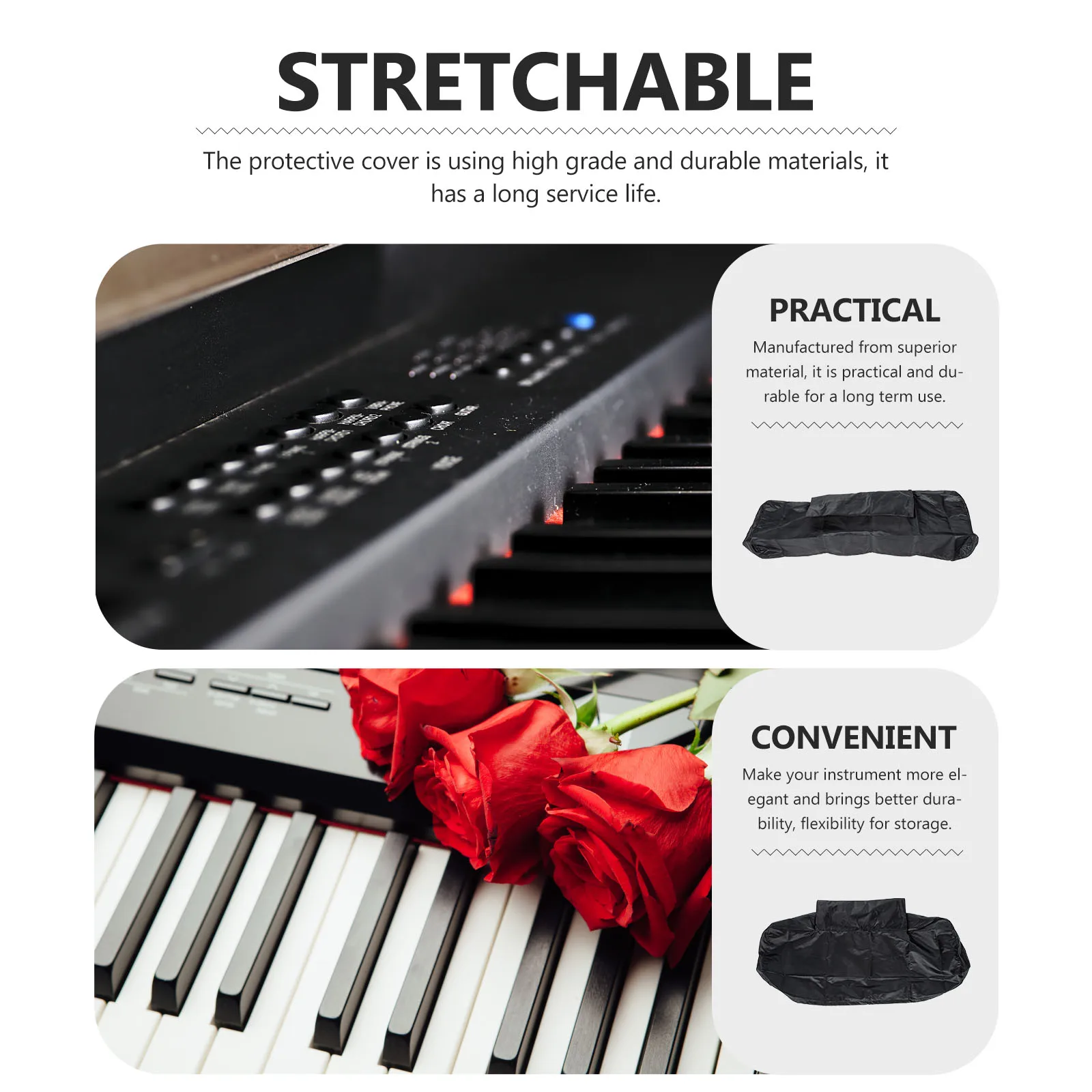 

Electronic Piano Dust Cover Keyboard Music Stand Protector Accessories High Grade Material Long Service Life Dustproof