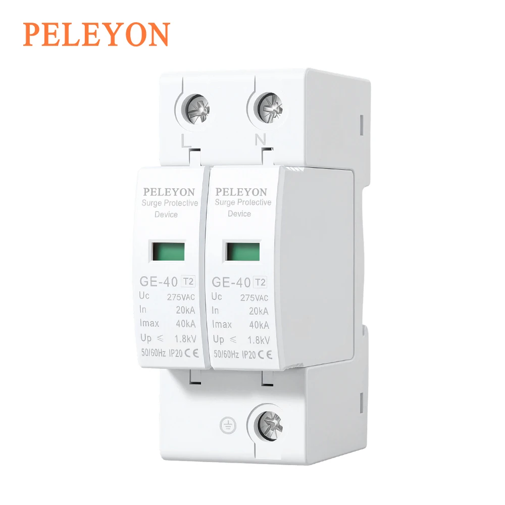 

20KA~40KA 10KA~20KA 2P AC275V/AC385V Lightning Protector Surge Protective Device SPD Arrester with PE House Safety Electricity