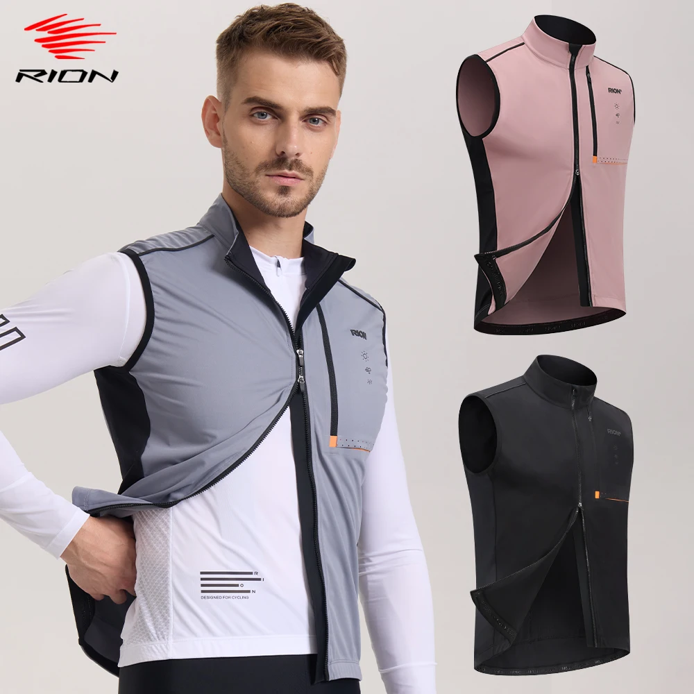 

RION Cycling Vest Men Pro Bicycle Sleeveless Vests All Season Windproof Road Bike Two Way Zippers Sports Winbreaker Unisex