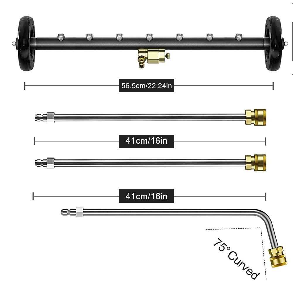 

22-дюймовая водоструйная щетка высокого давления с быстроразъемным соединением 1/4 дюйма для мойки днища автомобиля и чистки подвесной рамы
