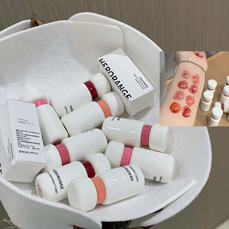 HERORANGE Specchio colorato morbido Smalto per labbra Specchio idratante Colore chiaro dell'acqua Lucidalabbra per trucco a lunga durata