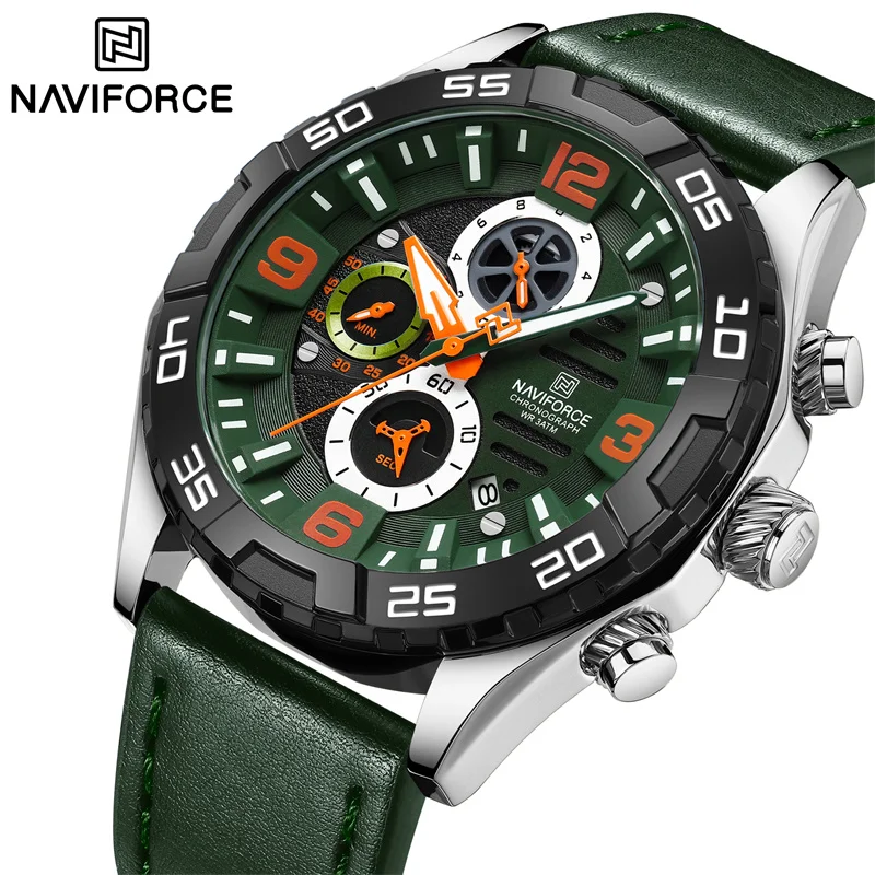 NAVIFORCE Men\'s Quartz Watch Original TOP Brand Leather Strap Fashion Waterproof Luminous Date Wristwatch Relogio Masculino 2024