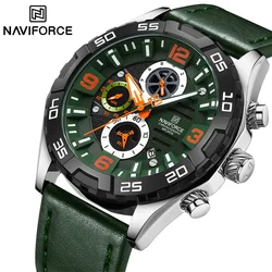 NAVIFORCE Men's Quartz Watch Original TOP Brand Leather Strap Fashion Waterproof Luminous Date Wristwatch Relogio Masculino 2024