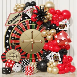 101pcs Casino Party Decoration Balloon Garland Kit Dice Poker Black Red Gold Explosive Star Wedding Adult Birthday Party Decor