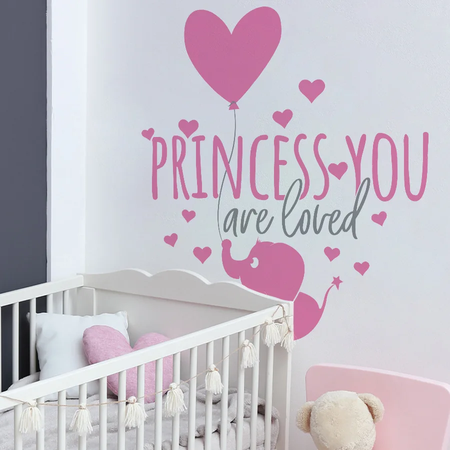 أنت محبوب ملصقات الحائط، بالونات الفيل، عبارات الحب للشفاء، ملصقات ديكور ذاتية اللصق لغرفة النوم