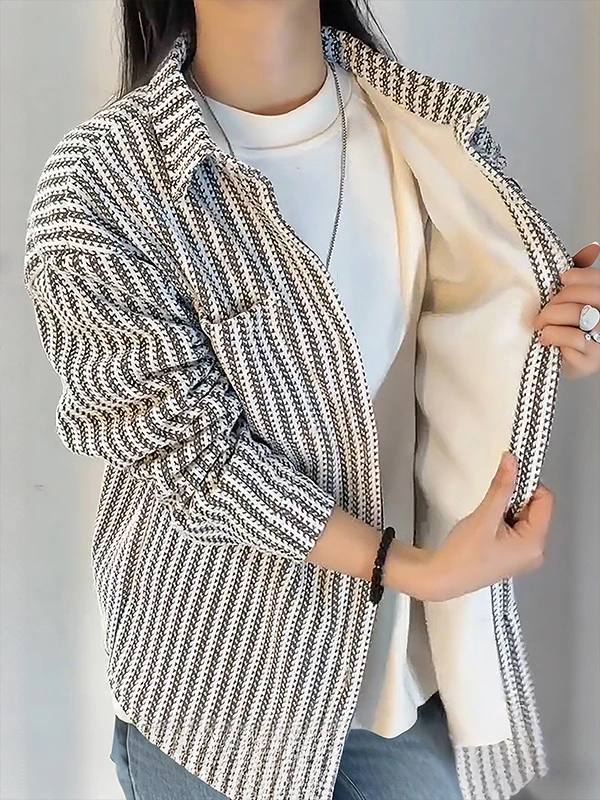 

Мужская фланелевая куртка в клетку из теплого льна с отложным воротником, повседневная верхняя одежда для осени, зимы и весны