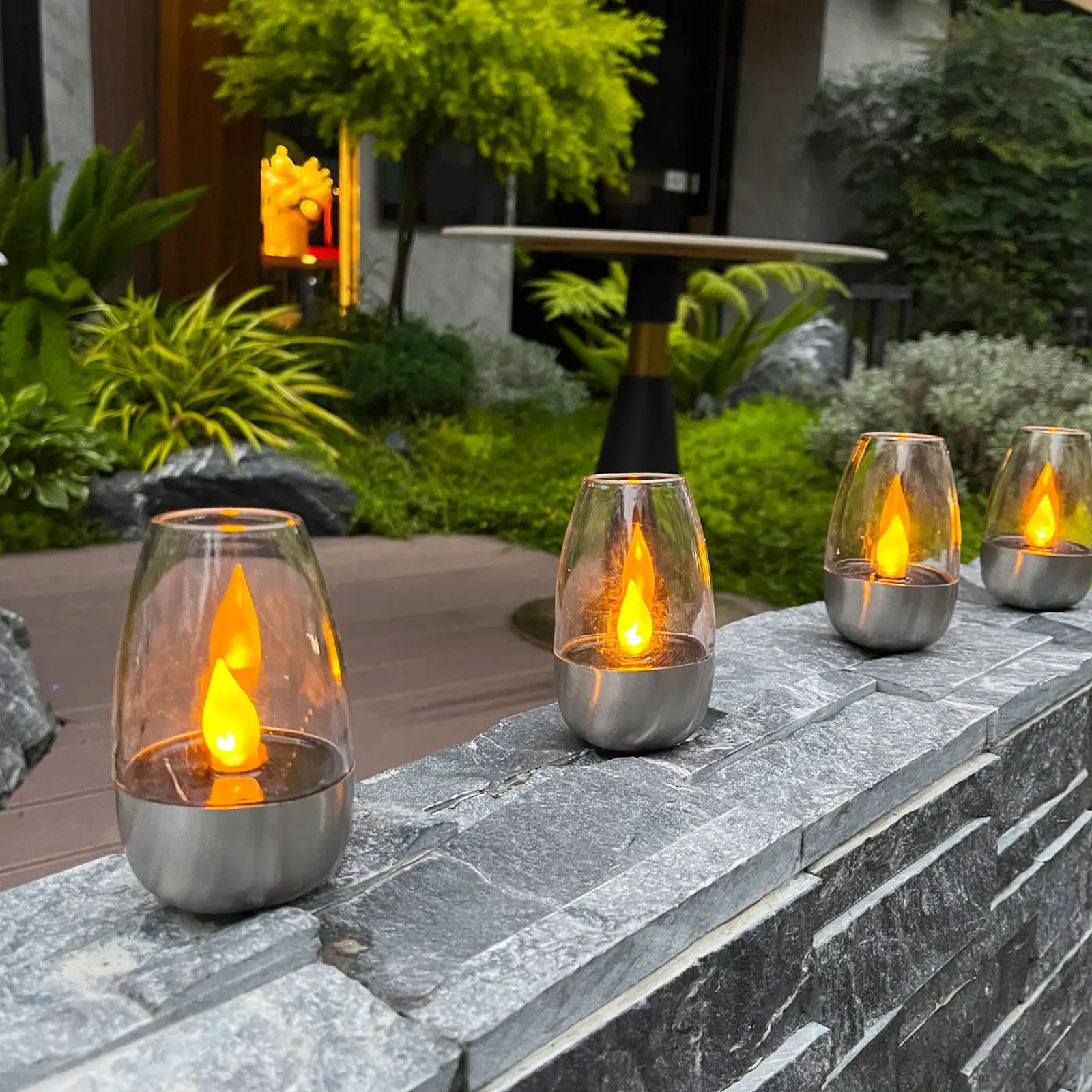 LED Solar Candles Light Flameless Rechargeable Night Light  Night Lamp for Wedding Party Garden Patio Decoration