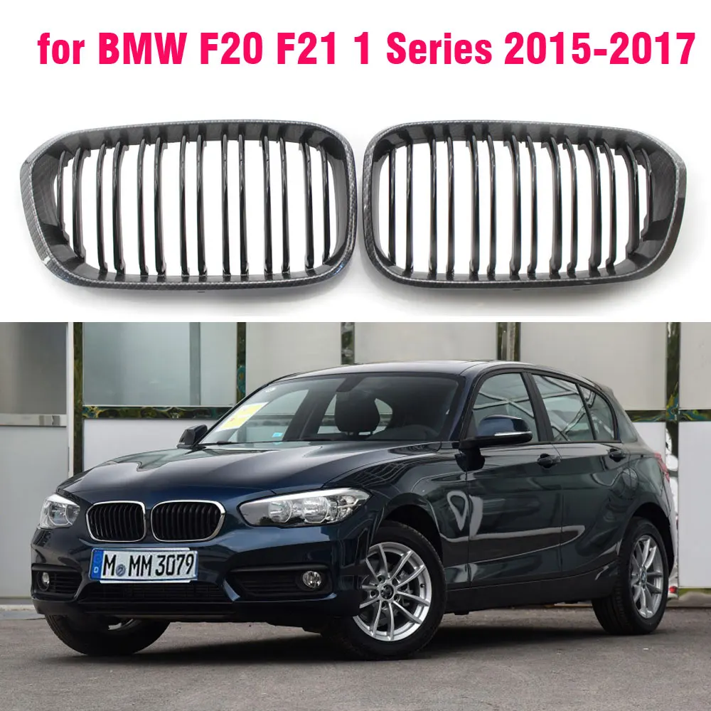 Carbon Fiber Kidney Replacement Front Grill For BMW F20 F21 LCI 2015 2016 2017 16i 118i 120i 125i ABS Gloss Black Grills