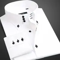 Camisa de vestir para hombres con cuello abotonado formal de negocios de manga larga casual moda coreana Slim Fit camisas de diseñador masculino blanco