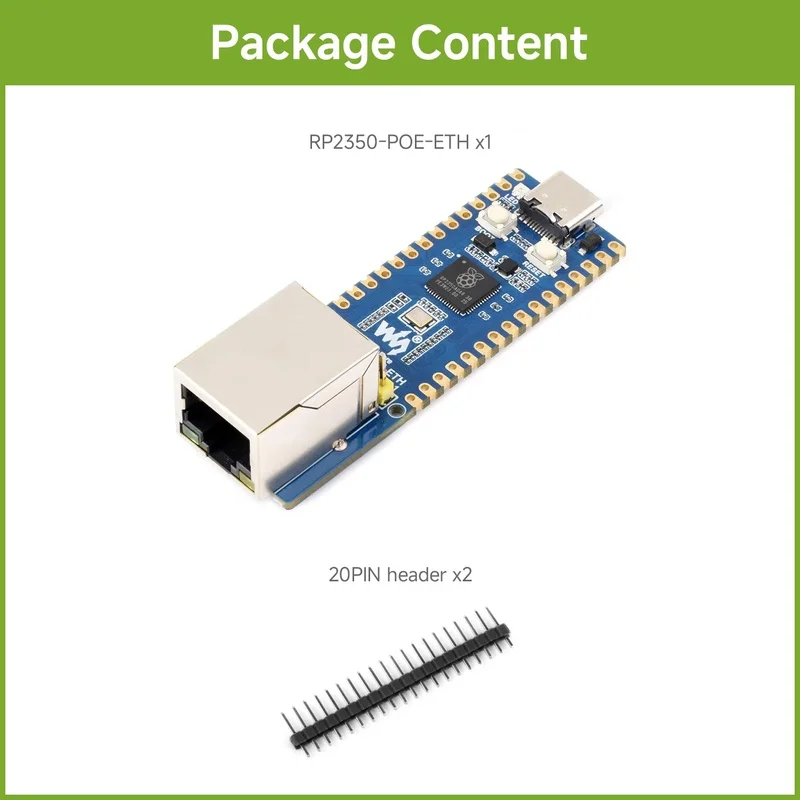 RP2350-POE-ETH Development Board, Dual-Core Dual-Architecture, W6300 Ethernet Controller, Supports PoE Expansion