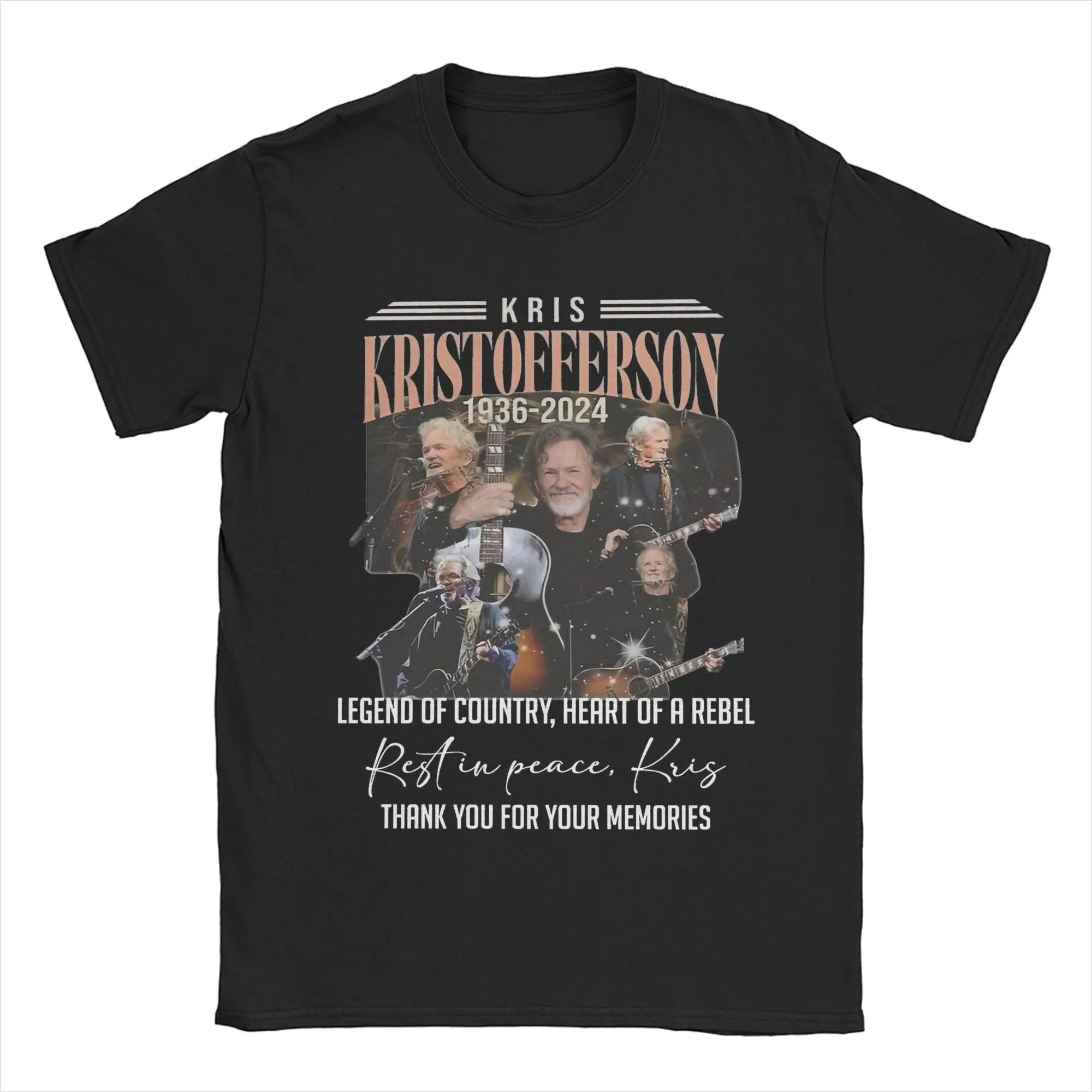 Rest In Peace Kris Kristofferson Men's T Shirts  Cool Tees Short Sleeve Round Collar T-Shirt 100% Cotton Classic Clothes