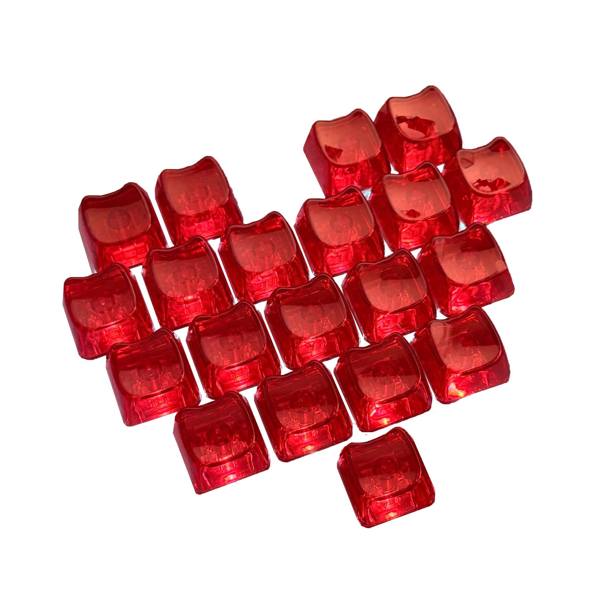 20 Stück 1U Tastenkappen mit einzigartigem Katzenkopf-Design, MAO transparente Tastenkappen, komfortables Tippen, PBT, ohne Gravur, DIY-Tastaturen für Aula Ajazz