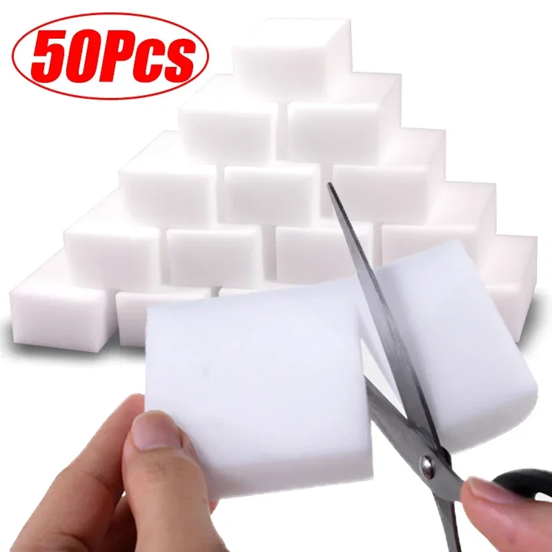 50 Stuks Melamine Spons Schaalbare Magische Spons Gum Cleaner Voor Auto Keuken Kantoor Sterke Melamine Schone Spons 10x6x2cm