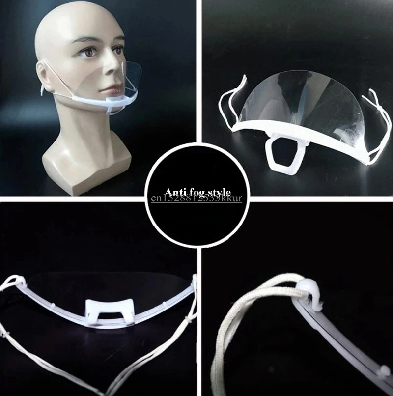 Portable Anti-fog Transparent Plastic Mask Mouth Cover Spittle Protect Tattoo Makeup Hotel Kitchen Supply Accessories