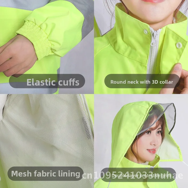 

Водонепроницаемый разделенный плащ, мотоциклетный костюм для езды на электромобиле на все тело - светоотражающий ночной дизайн на вынос с защитой от дождя