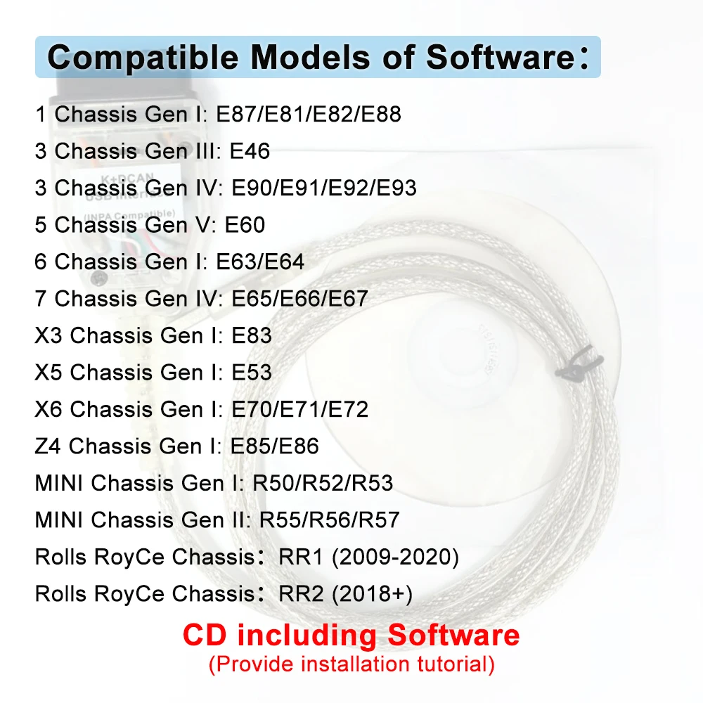 OBDII K DCAN Schnittstelle mit Schalter USB-Schnittstellenkabel für E46/E83/E53/E90/E91/E92/E93/E60 Auto-Programmier- und Codierungstool – Detail 6