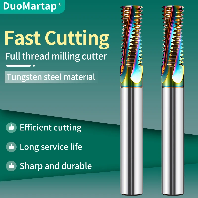 

Duo Martap 1PCS hread Mill Solid Carbide CNC Milling Cutting Tool Full Tooth ISO Inch Pitch Nano Coated M3-M24 Tap Aluminum