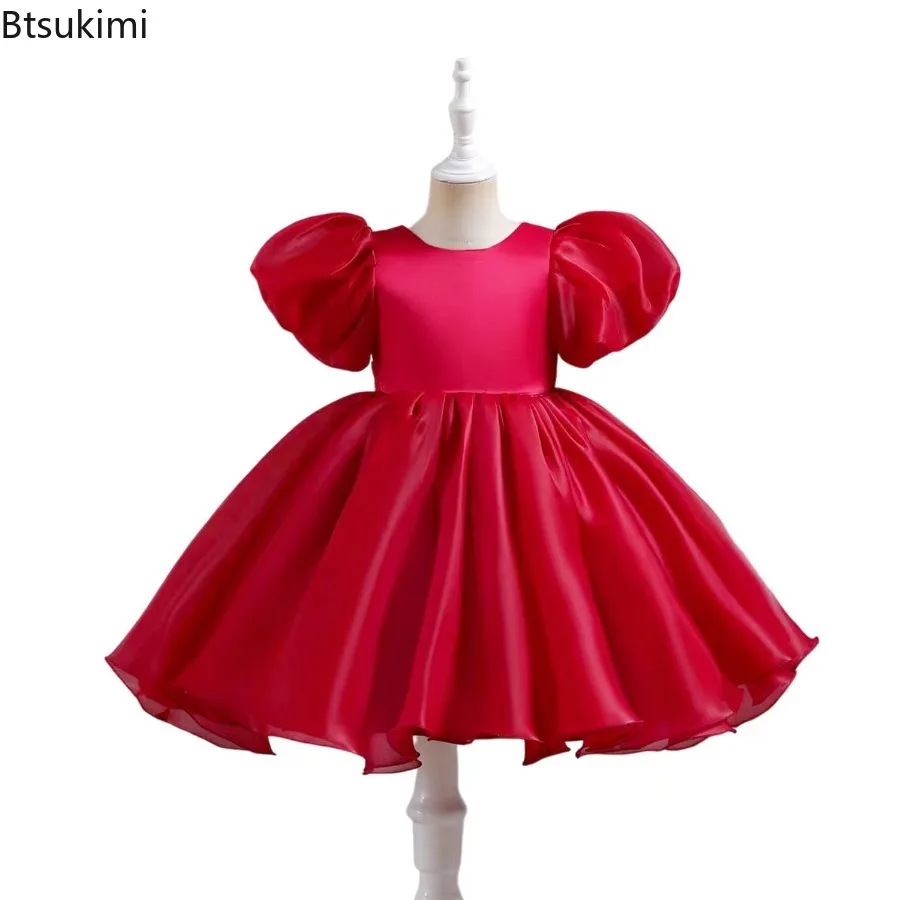 Summer Pink Fluffy Kids Party Dress for Girl Children Costume Organza Princess Dresses Girls Clothes Birthday Wedding Tutu Gown