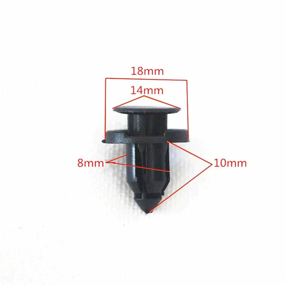 10/20/50pcs 8mm Diameter 8mm Black Vehicle Car Bumper Door Panel Fender Liner Clips Retainer Plastic Auto Fasteners Rivets Clips