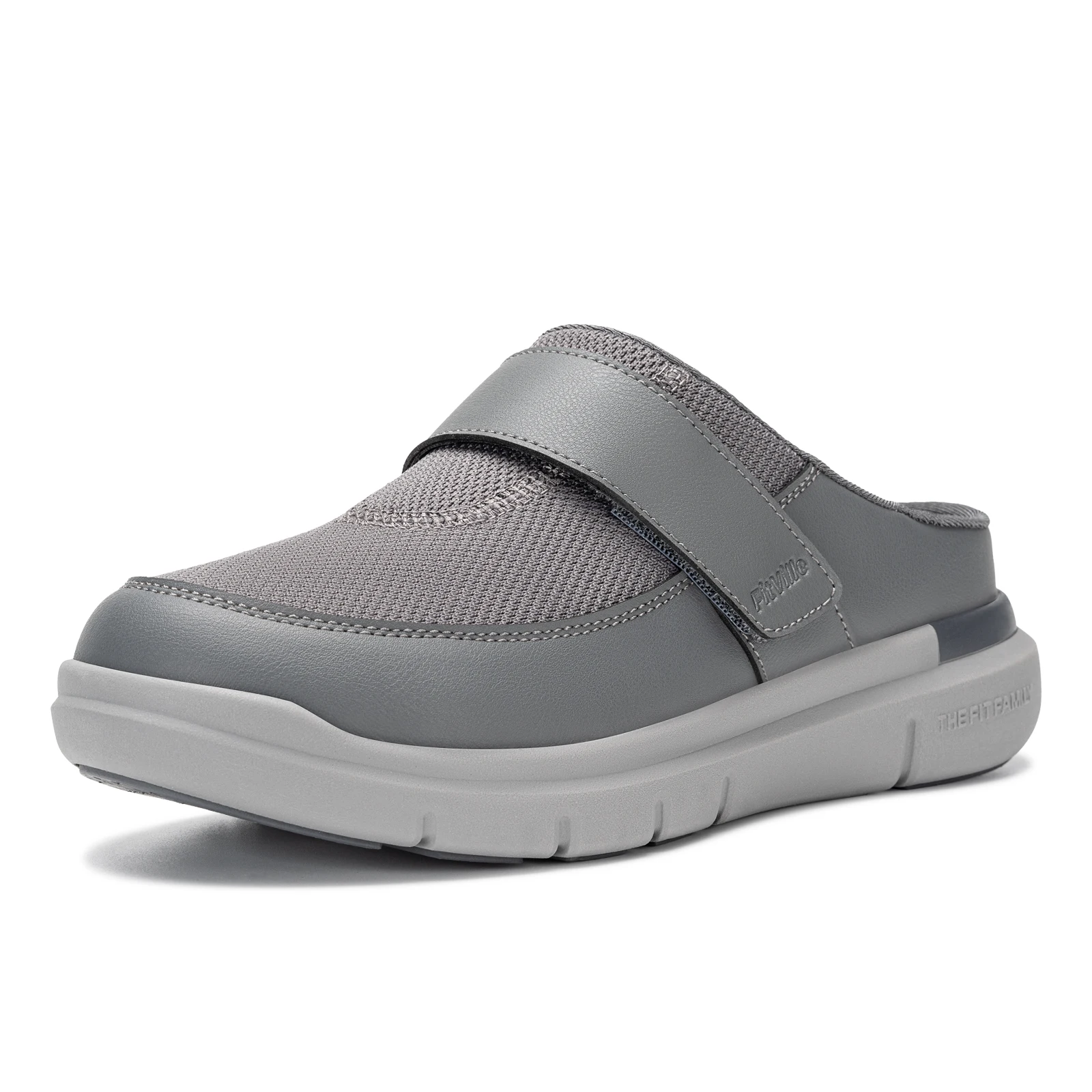 FitVille Men Wide Fit Half Slippers, Adjustable Diabetic Walking Shoes, Light Comfort Orthopedic Footwear for Swollen Feet, Plantar Fasciitis, Wide Feet