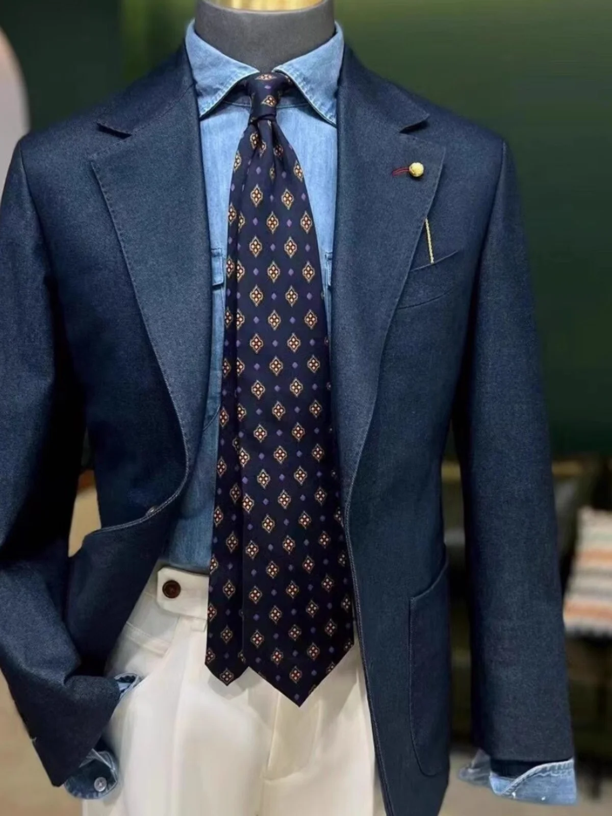 

Мужской джинсовый костюм 2024 Briti Sle Slim Fit из хлопка, не требующий глажки, модный, молодежный, для повседневного и делового стиля