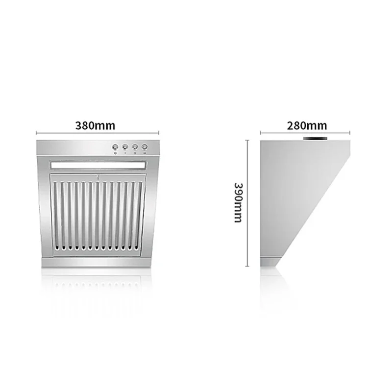 380mm mini exaustor de aço inoxidável inteligente exaustor de fumaça exaustor de chaminé para cozinha