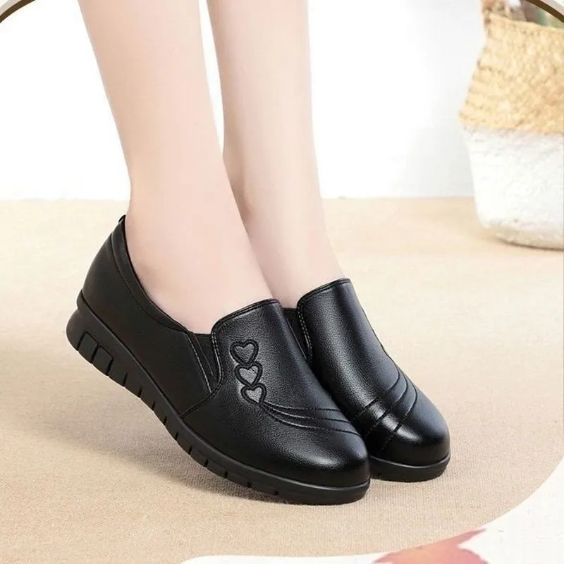 Mom Shoes Flats Non Slip Adult Shoes Women Loafers Black Lightweight Cozy Plus Size 42 Flats Shoes Women scarpe donna