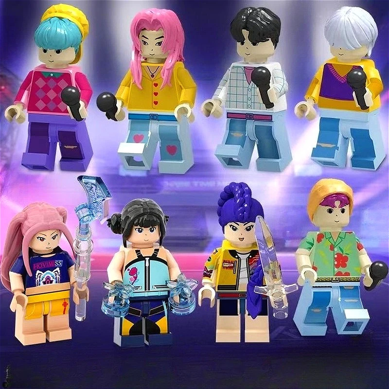 8 قطعة Kpop شيطان الصيادين تجميع اللبنات ، رومي ميرا زوي سوس تمثال التماثيل ، فتاة المشجعين جمع هدية الكريسماس