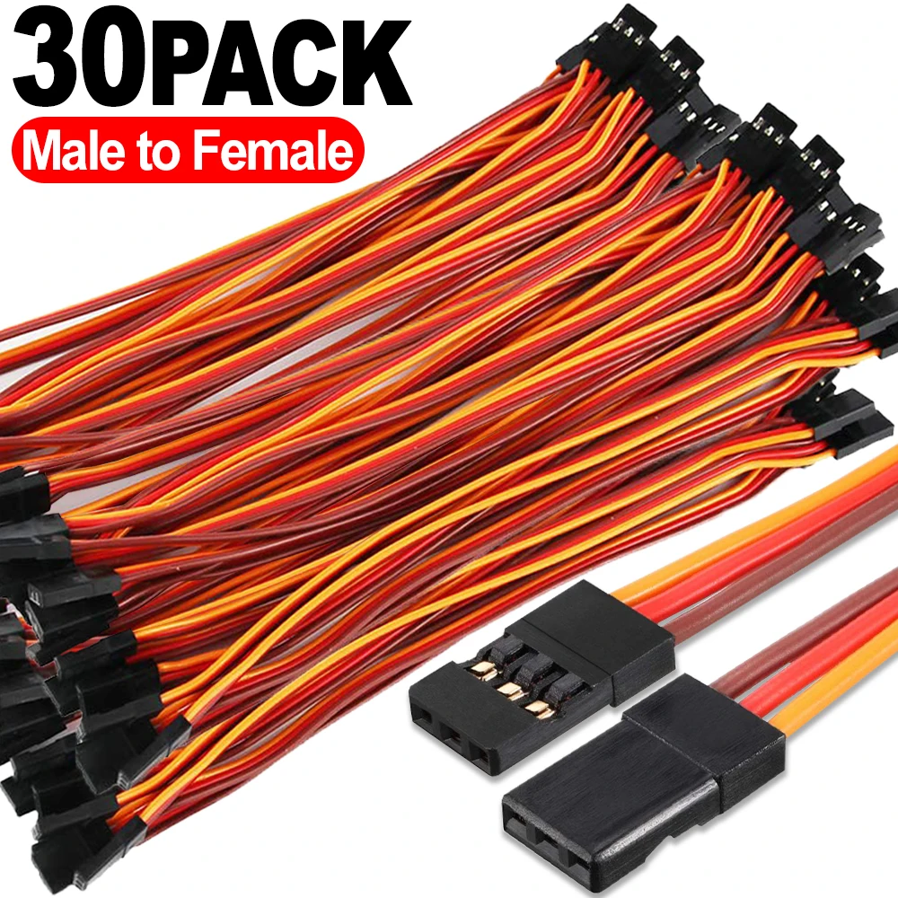 1-30PCS 3-Pin Servo Extension Cable Cord Female To Male Lead Wire Connector for RC Car Airplanes Remote Control Drone Cables