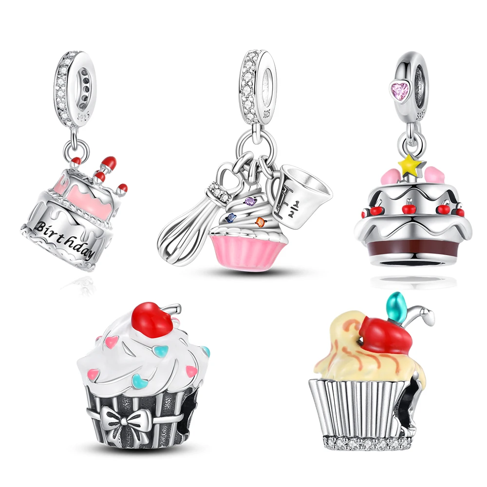 Cake Baking Pendant Silver Plated For Pandora Charms Silver Plated Original Bracelet for Jewelry Making