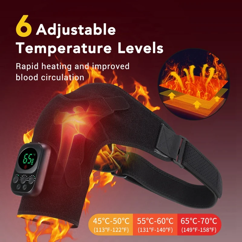 Cordless Heated Shoulder Brace EMS Heated Shoulder Wrap Shoulder Heating Pad With Massage Shoulder Massager