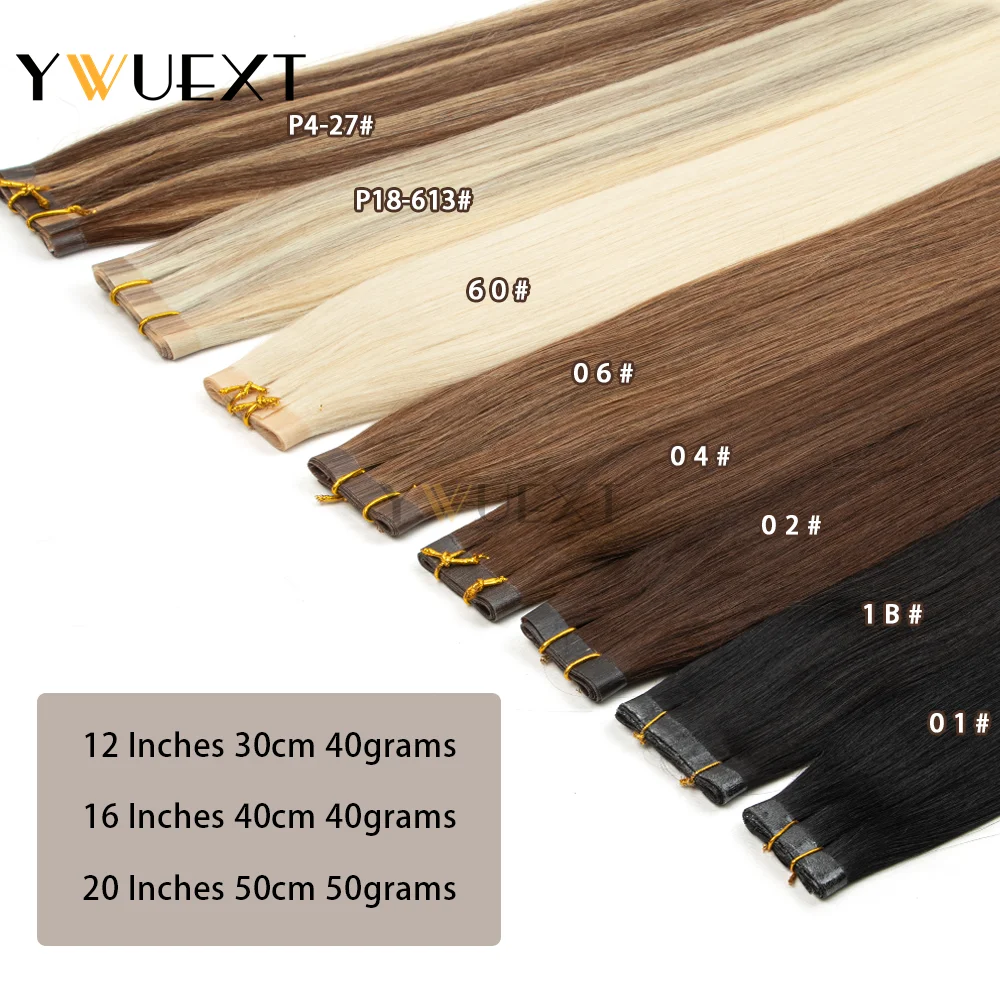 YWUEXT PU الشريط لحمة شعر مستعار بشري 12 16 20 بوصة أسود بني شقراء طبيعة مستقيم الشعر سهلة لارتداء للمرأة #3
