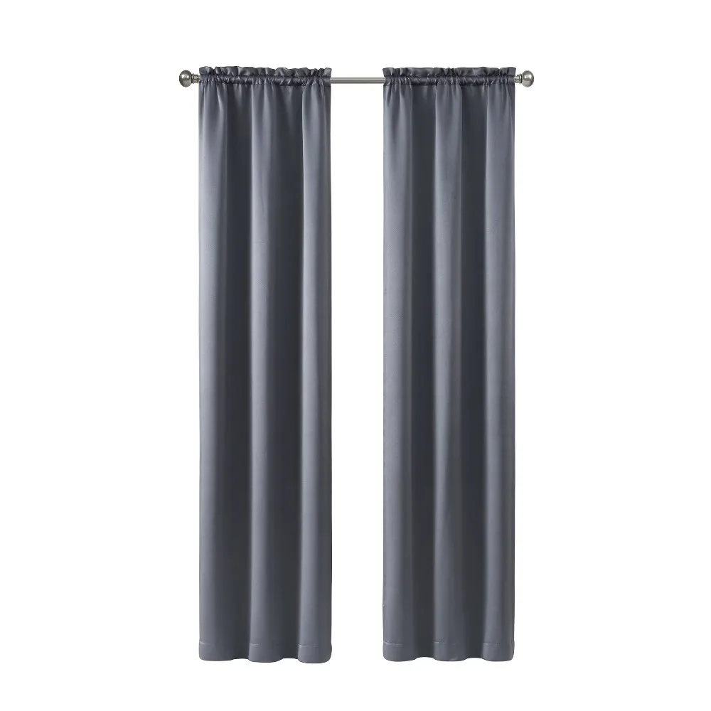 Mainstays Solid Blackout Curtain Panel Pair, Set of 2, Charcoal Gray, 30”W x 84”L