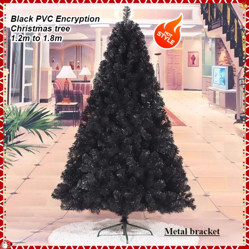 

Black Artificial Christmas Tree PVC Encrypted Material Christmas Tree 1.2m to 1.8m Christmas Party Scene Atmosphere Decoration