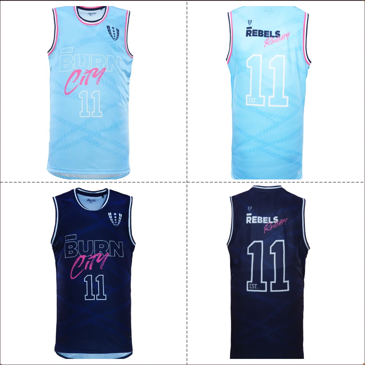 Мужская светло-голубая баскетбольная майка Melbourne Rebels 2024 года Мужская светло-голубая баскетбольная майка Melbourne Rebels 2024 года