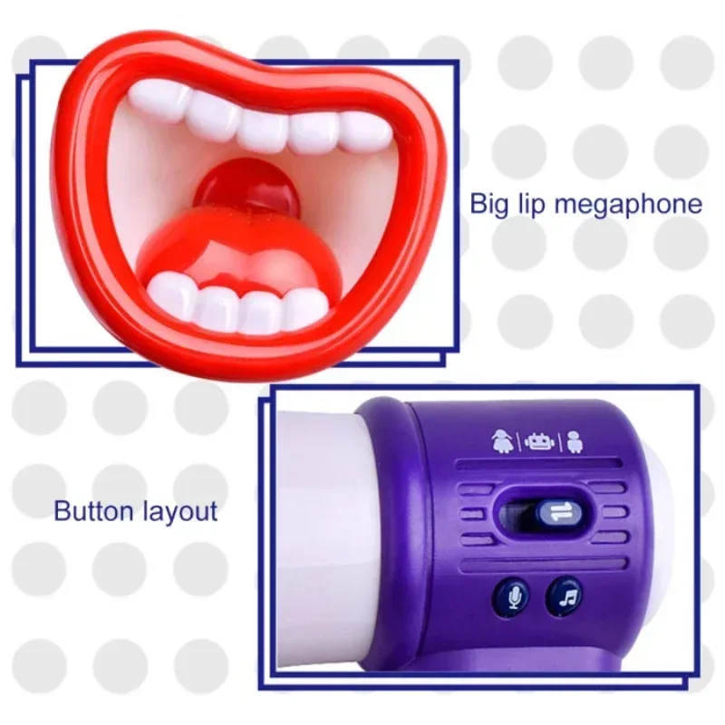 Juguete de grabación de megáfono divertido de Boca Grande para niños, cambiador de voz, altavoz de mano, micrófono, juguetes vocales, cambiador de voz para niños, nuevo