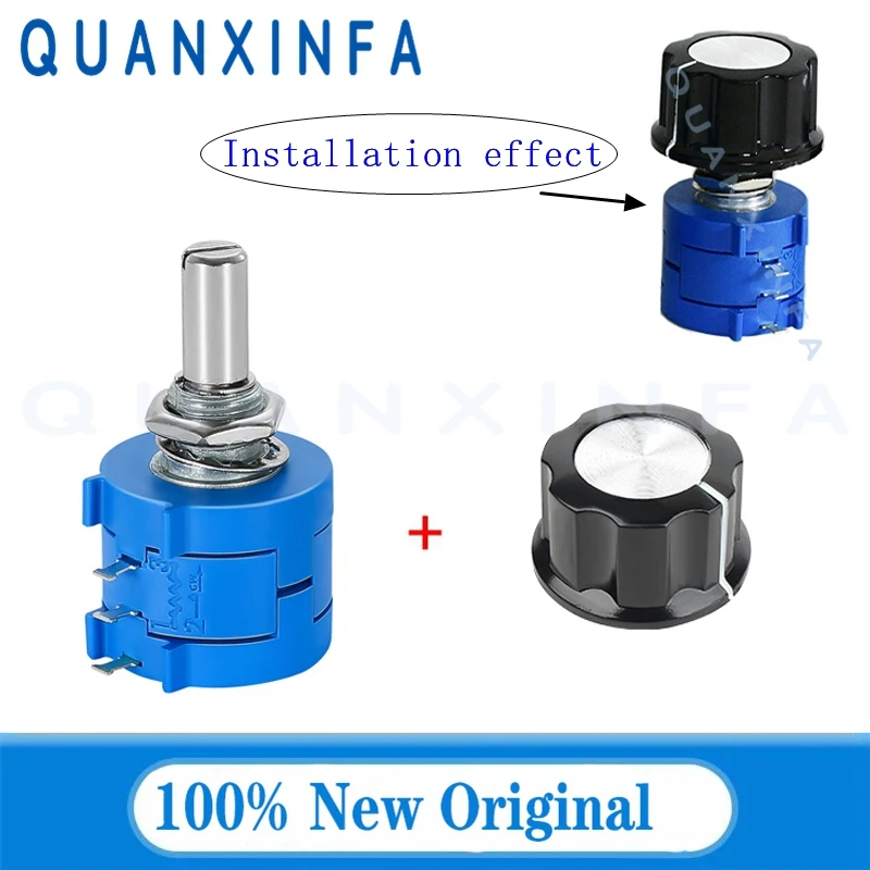 1Set 3590S 3590S-2 Precision Potentiometer+ Knob 100R 200R 500R 1K 2K 5K 10K 20K 50K 100K Ohm Multi-turn potentiometer