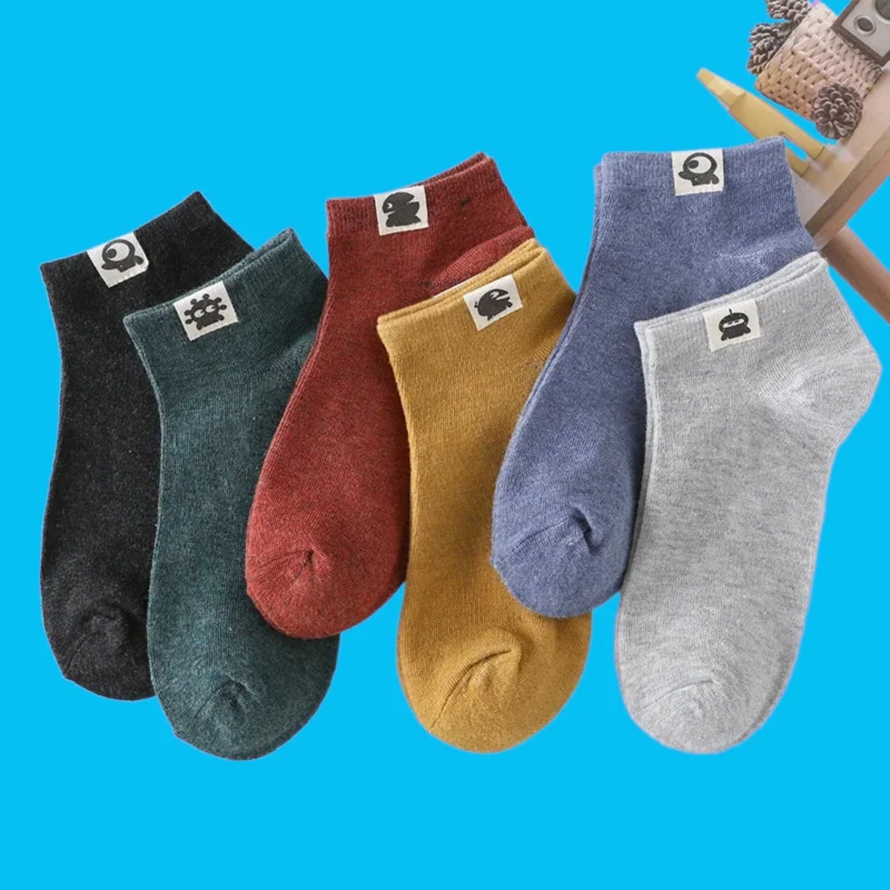 10 Pairs Short Socks Retro Male Solid Low tube Boat Socks Alien Expression Funny Socks Summer Breathable Cotton Men's Ship Socks