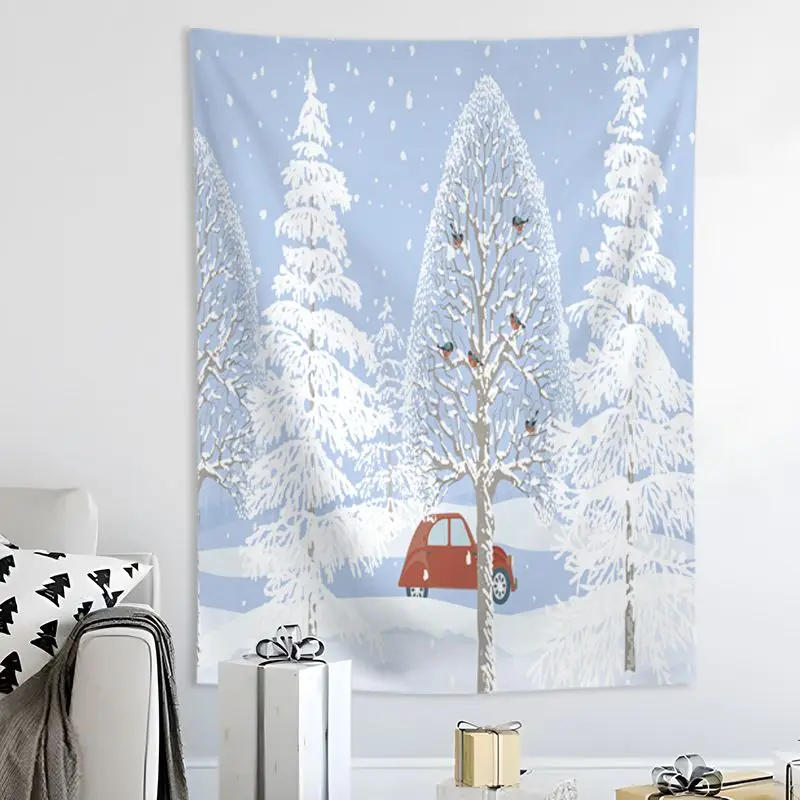VIKAMA Pattern Christmas Tree Christmas Tapestry, High Definition Wear-Resistant Fabric Wall Hanging for Living Room