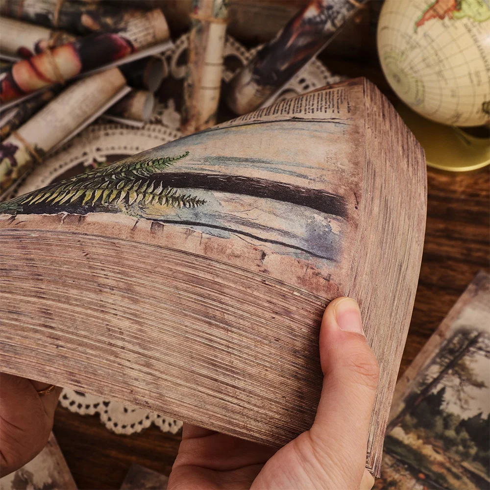 160 ورقة خمر المناظر الطبيعية قصاصات ورقية غير لزجة كبيرة الحجم 160 أنماط مختلفة DIY بها بنفسك ورق المواد الزخرفية