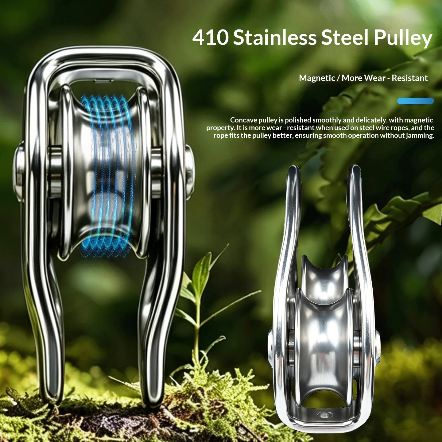 Camnal Heart-shaped Double-axis Stainless Steel Bearing Pulley 5 KN Capacity High-altitude Wire Rope Hoisting Zip Line Cableway