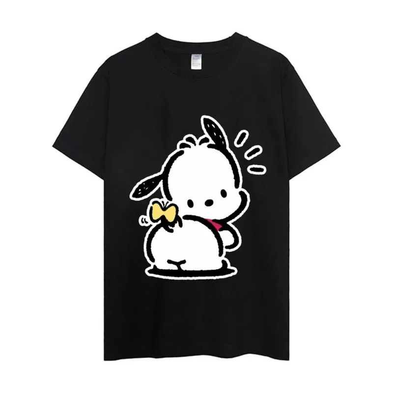 MINISO Sanrio Pochacco T Shirt Women Couple Combination Clothes Short Sleeve Collar Fashion Man Cotton