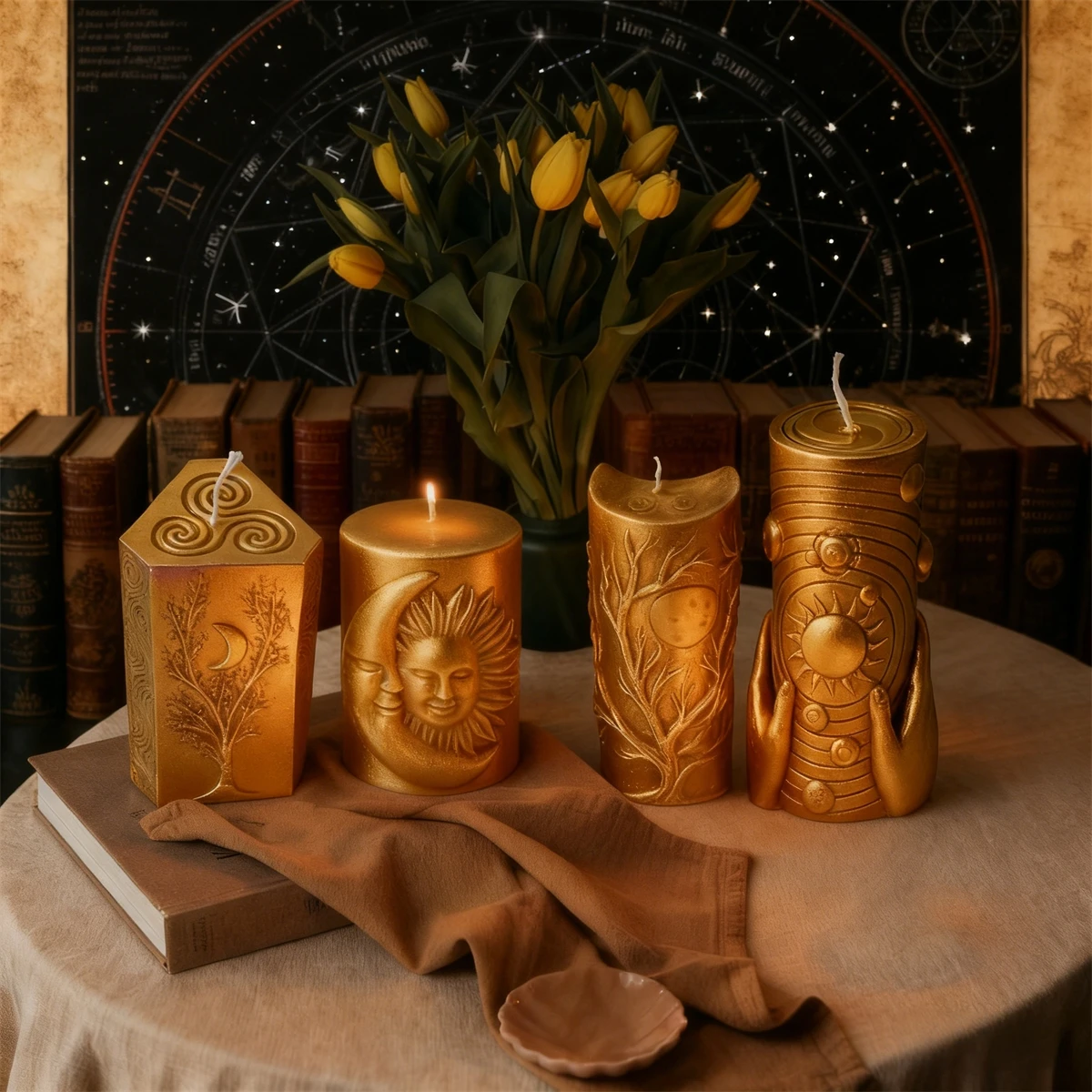 3D Mond Zylinder Kerze Silikon Form DIY Relief Sonne Mond Gesicht Duft Kerze Gips, Der Werkzeug Home Decor Handgemachtes Geschenk – Detail 4