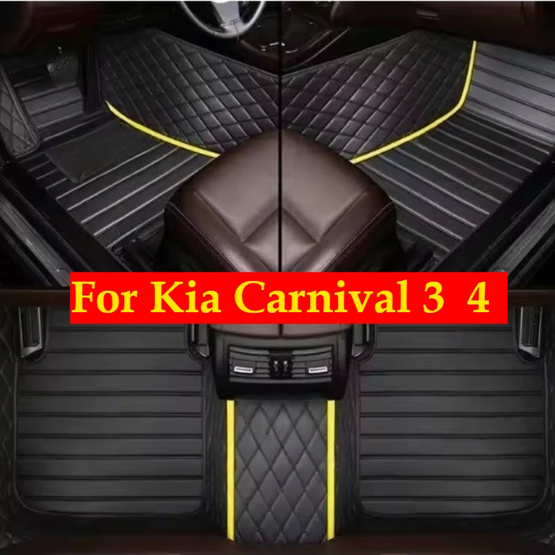 

Автомобильные коврики на заказ для Kia Carnival 3 KA4 2014-2021-2026, всепогодные автоаксессуары, кожаные коврики для ног, модные коврики-подушки