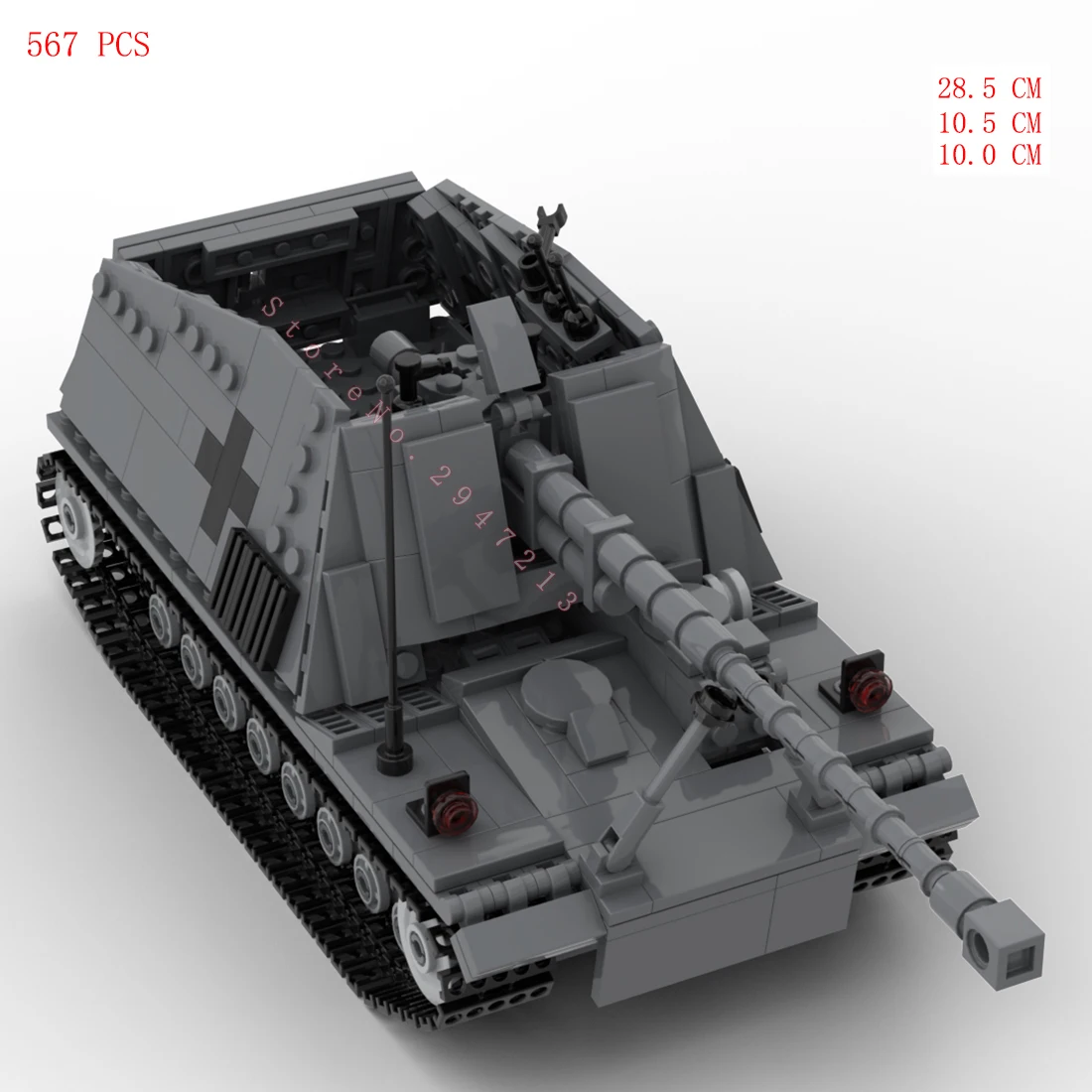 Modèle de construction en briques de véhicules militaires de la Seconde Guerre mondiale, chasseur de chars Rhino, équipement de l'armée allemande, armes, front de l'Est, jouet cadeau