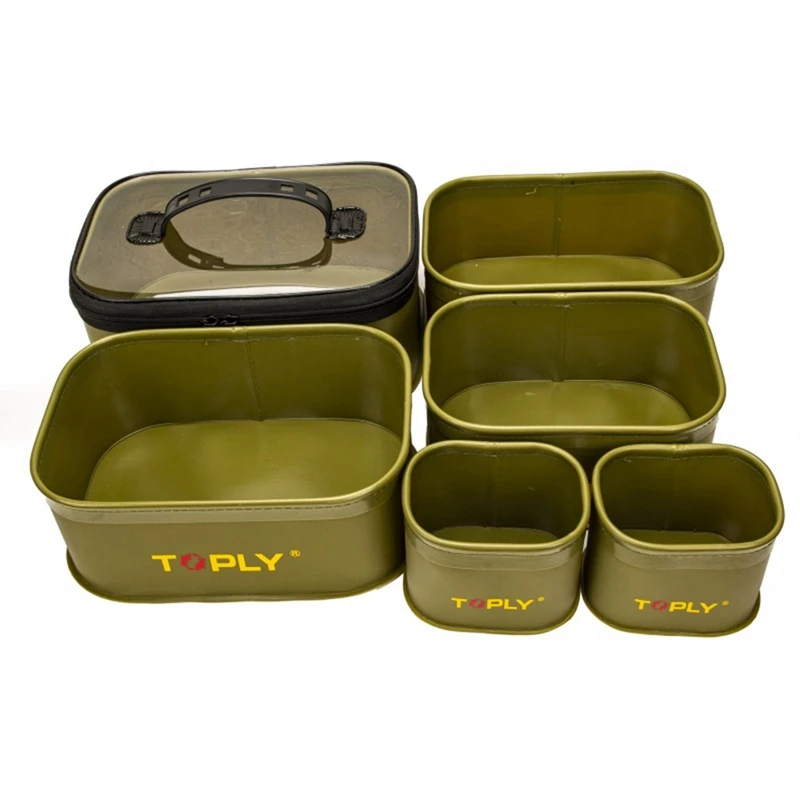 TOPLY 6 PCS Thickened Portable Fish Box Waterproof Fishing Gear Bag Large Capacity Outdoor Camping Wearable