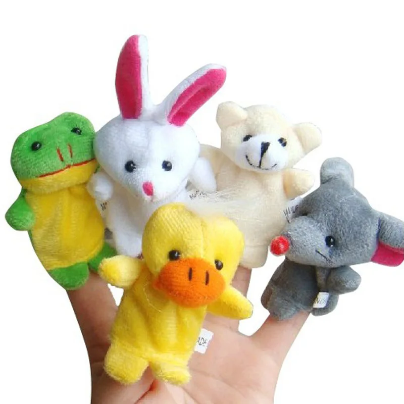 10Pcs Cute Animal Finger Dolls Cartoon Biological Animal Finger Puppet Plush Toys Child Favor Dolls Boys Girls Finger Puppets