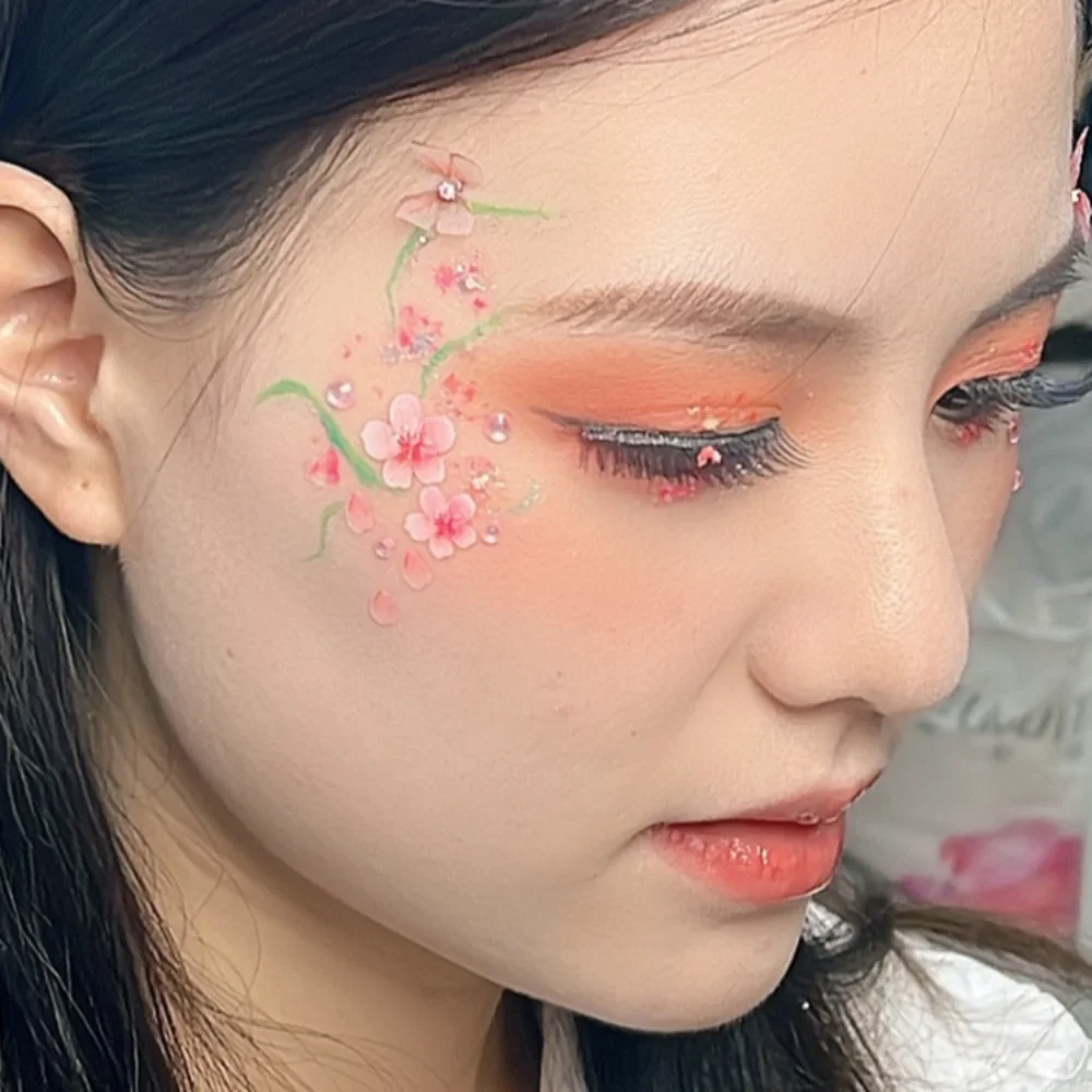 

Наклейка для макияжа глаз Sakura, украшения для макияжа глаз, наклейки для татуировки сакуры, реалистичные прочные наклейки для макияжа лица, макияж для лица