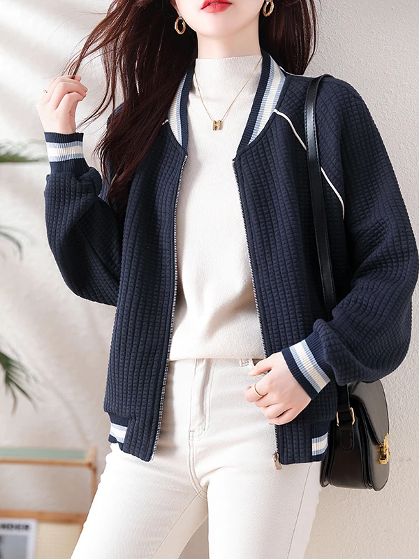 

Faionable Artistic Large Size Baseball Jaet Women's Autumn Winter New Loose Versatile Simple Cotton Insert Outerwear